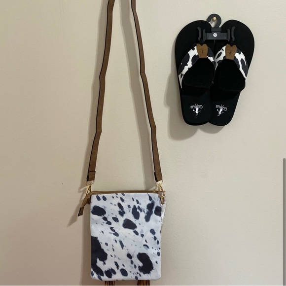 🎉❤️Cow Print Fringe Crossbody Purse Adjustable Shoulder Strap - Picture 4 of 4